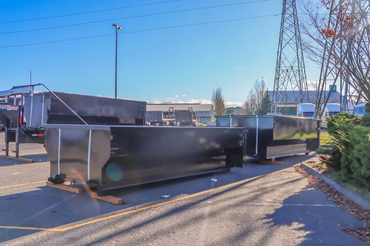 Roll-off dumpster ready for waste disposal at job site for Yard Waste Dumpster Rental in Thornbury